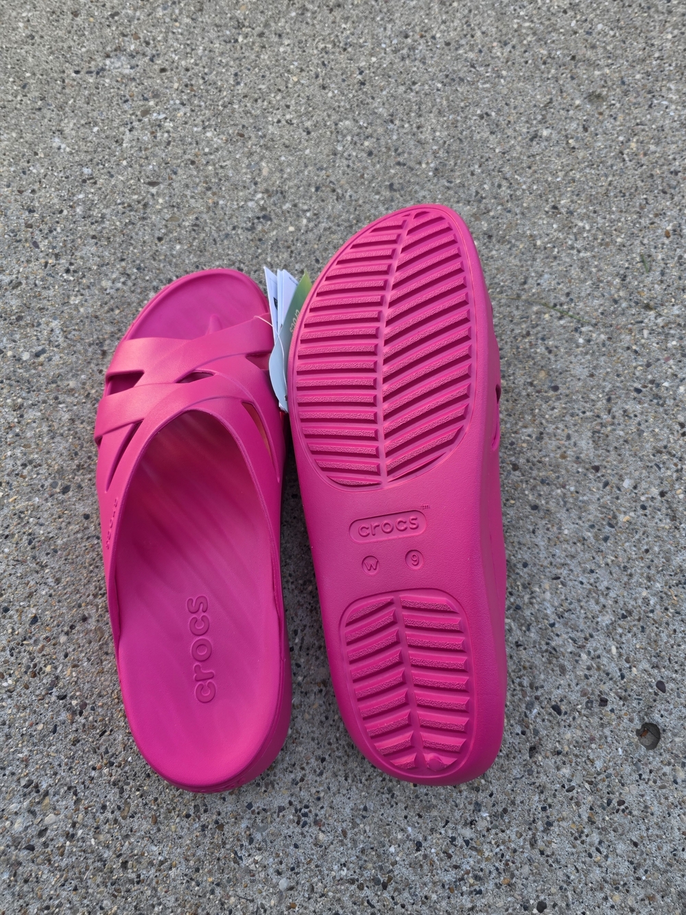Crocs Pink Crisscross Slide Sandals Women Size 9 - Picture 9 of 11